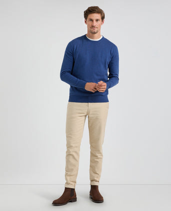 Sweater Round Neck Cotton Merino | Navy