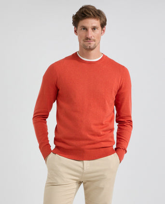Sweater Round Neck Cotton Merino | Winter Orange