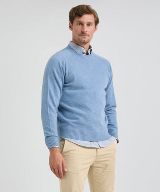 Round Neck Sweater Lambswool | Sky Blue Round Neck Sweater Lambswool | Sky Blue