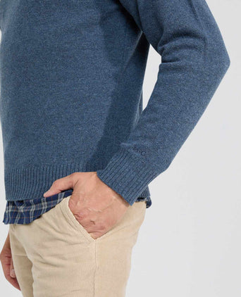 Round Neck Sweater Lambswool | Navy