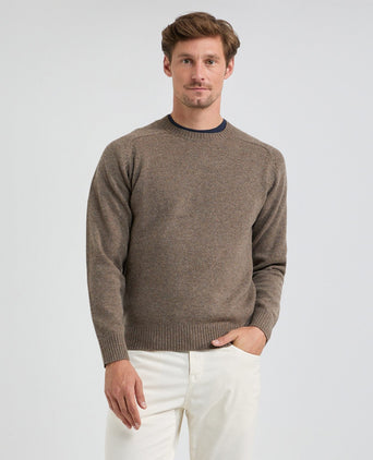 Round Neck Sweater Lambswool | Medium Brown