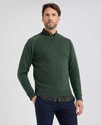 Round Neck Sweater Lambswool | Dark Sage