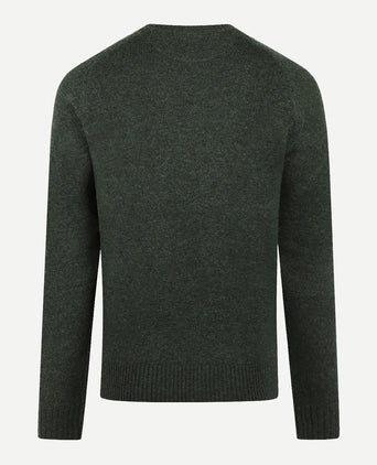 Trui Ronde Hals Lamswol | Dark Sage