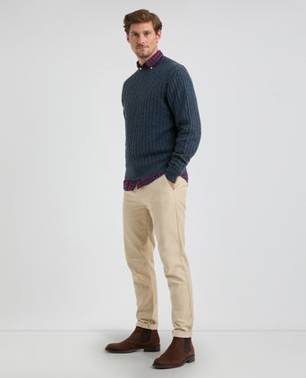 Cable Knit Crew Neck | Navy