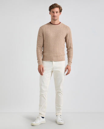 Cable Knit Crew Neck | Sand