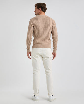 Cable Knit Crew Neck | Sand