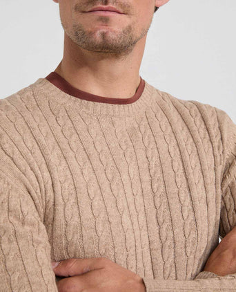 Cable Knit Crew Neck | Sand