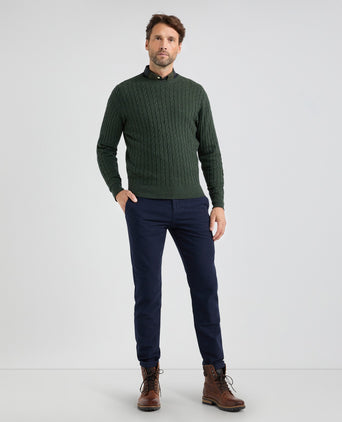 Cable Knit Crew Neck | Dark Sage