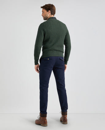 Cable Knit Crew Neck | Dark Sage