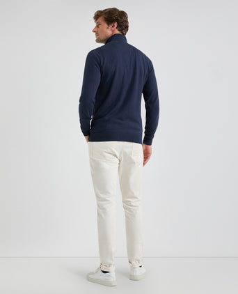 Trui Ritskraag Katoen Merinowol | Navy