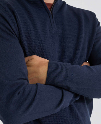 Trui Ritskraag Katoen Merinowol | Navy