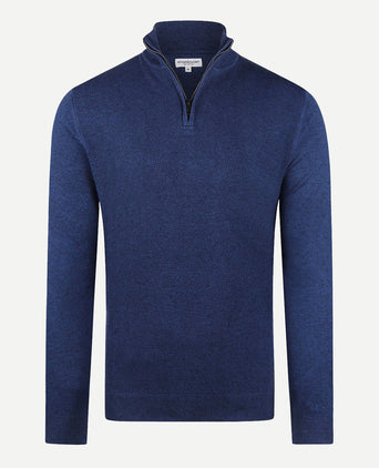 Sweater Zip Collar Cotton Merino Wool | Navy