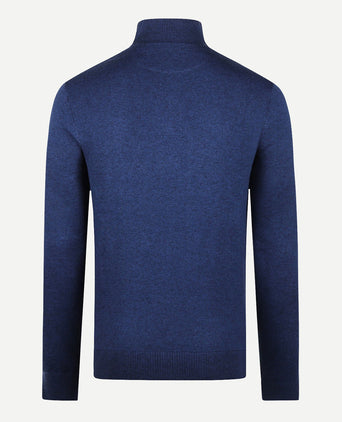 Sweater Zip Collar Cotton Merino Wool | Navy