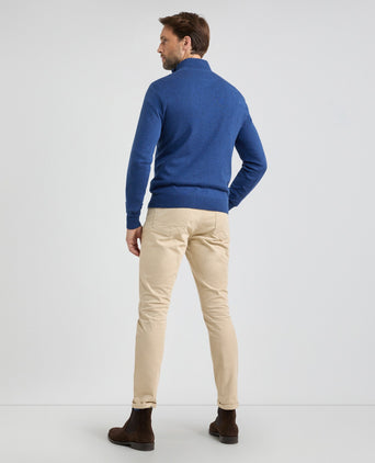 Sweater Zip Collar Cotton Merino Wool | Navy