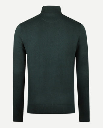 Sweater Zip Collar Cotton Merino Wool | Pine Green