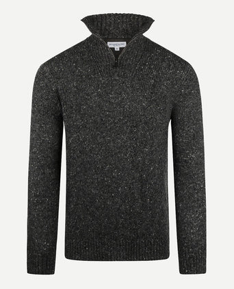 Sweater Fisherman Zip collar | Dark Gray Melange