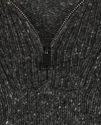 Sweater Fisherman Zip collar | Dark Gray Melange