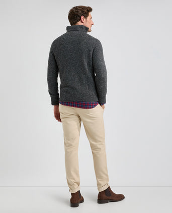Sweater Fisherman Zip collar | Dark Gray Melange