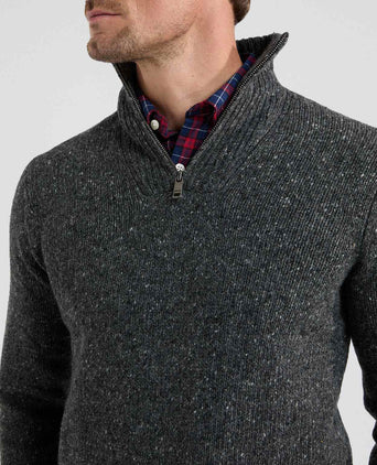 Sweater Fisherman Zip collar | Dark Gray Melange