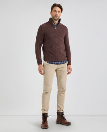 Fisherman Sweater Zip Collar | Chesnut