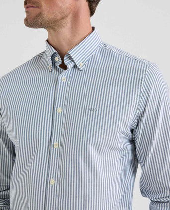 Overhemd Stretch Oxford Grote Streep | Navy