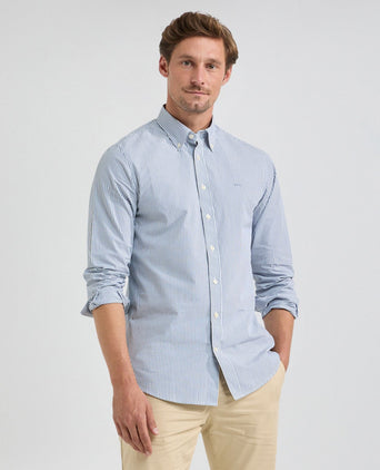 Overhemd Poplin Streep | Faded Blue