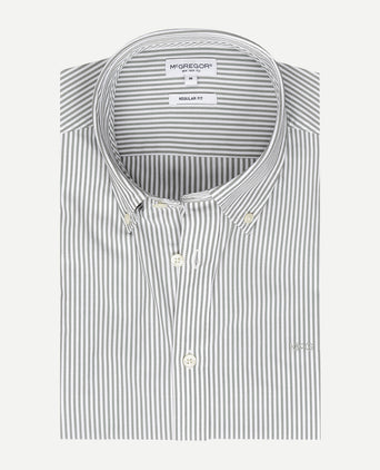 Overhemd Poplin Streep | Dark Sage