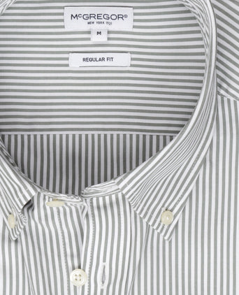 Overhemd Poplin Streep | Dark Sage