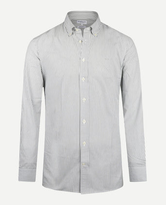 Overhemd Poplin Streep | Dark Sage