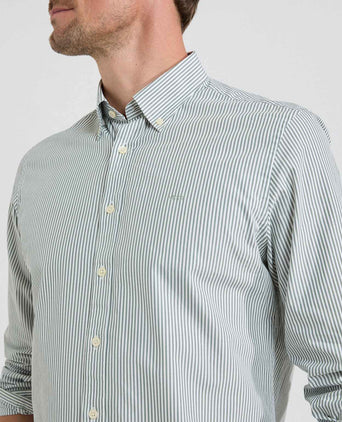 Overhemd Poplin Streep | Dark Sage