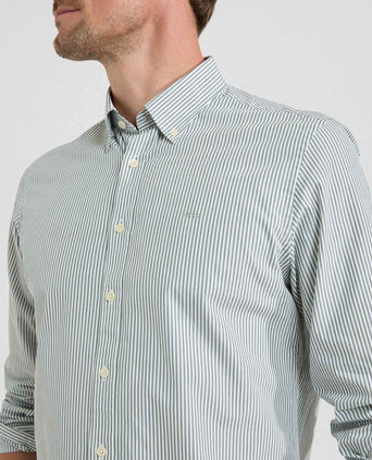 Overhemd Poplin Streep | Dark Sage