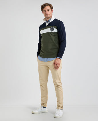 Rugbytrui met Paneelstrepen | Pine Green