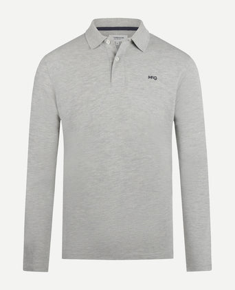 Polo piqué klassiek lange mouw | Medium Grey Melange