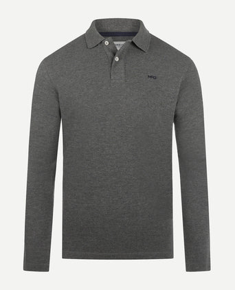 Polo piqué klassiek lange mouw | Dark Grey Melange