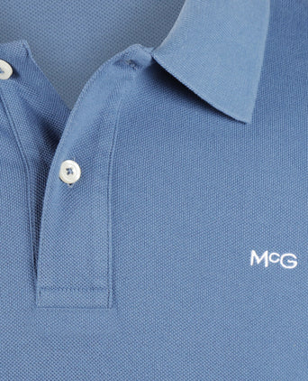 Polo piqué klassiek lange mouw | Faded Blue