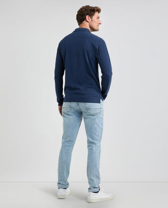 Polo piqué klassiek lange mouw | Marine