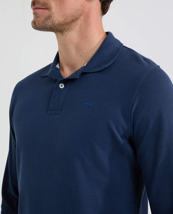 Polo piqué klassiek lange mouw | Marine
