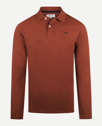 Polo piqué klassiek lange mouw | Chesnut