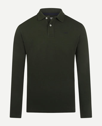 Polo piqué klassiek lange mouw | Pine Green