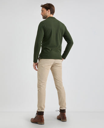Polo piqué klassiek lange mouw | Pine Green