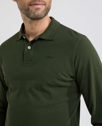 Polo piqué klassiek lange mouw | Pine Green