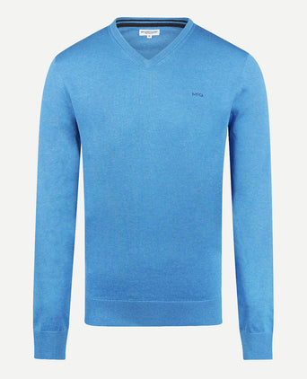 Trui V-hals Cotton | Sea Blue