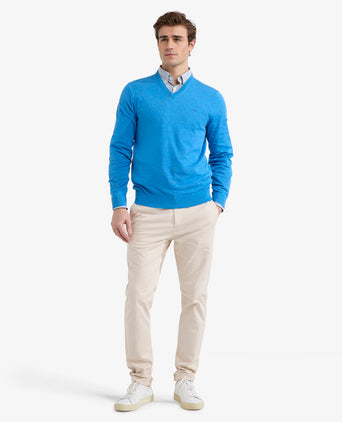 Sweater V-neck Cotton | Sea Blue