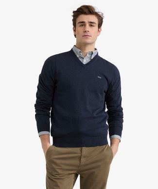 Trui V-hals Cotton | Navy Trui V-hals Cotton | Navy