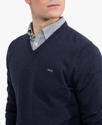 Sweater V-neck Cotton | Navy