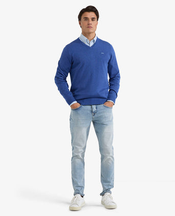 Sweater V-neck Cotton | Royal Blue