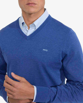 Sweater V-neck Cotton | Royal Blue