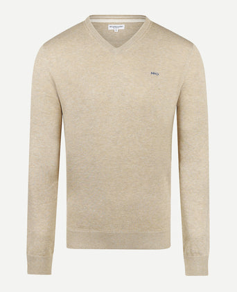 Trui V-hals Cotton | Sand