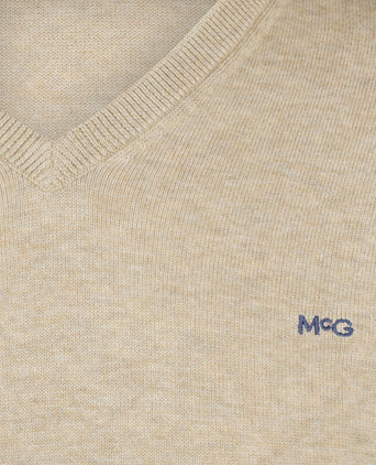 Sweater V-neck Cotton | Sand
