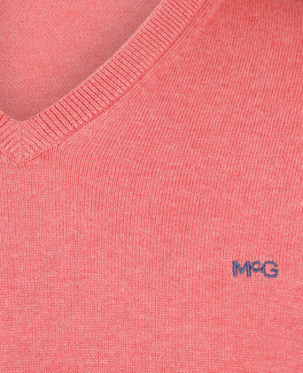 Sweater V-neck Cotton | Coral Red